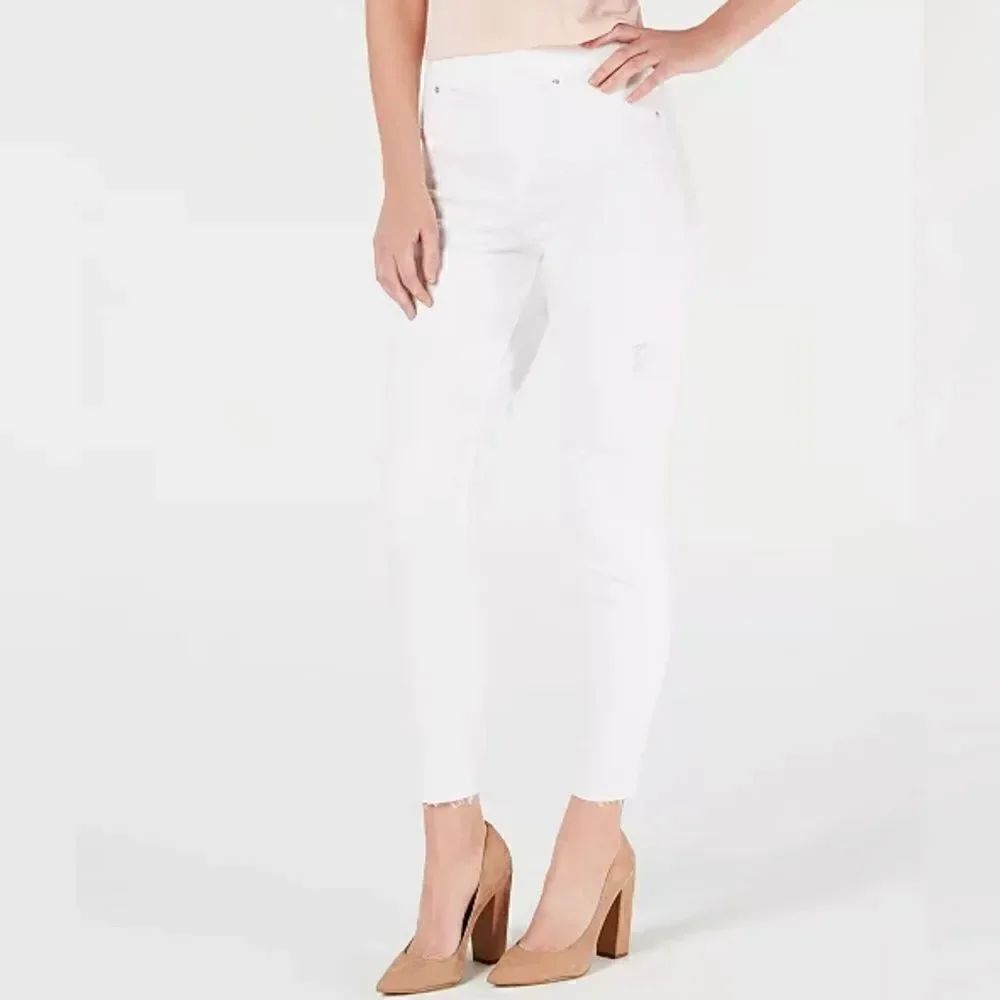 Spanx White Distressed Skinny Jean Legging